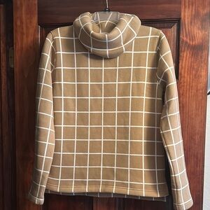 J. Crew Ladies Tan Grid Pattern turtleneck cowl neck Sweater
